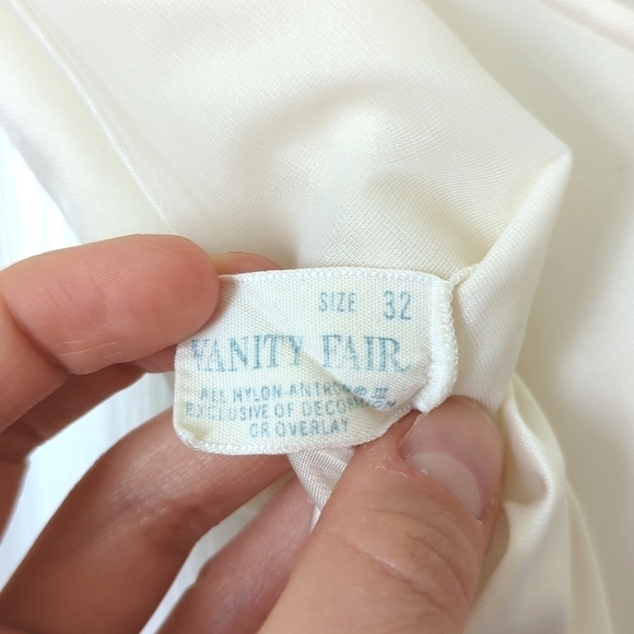 Vanity Fair 70's Vintage Silky V-neck Sleeveless Midi Slip Dress Ivory 32 Medium - Picture 5 of 13